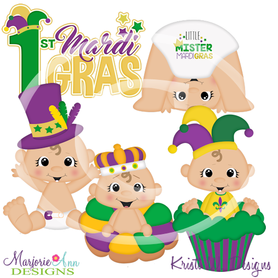 Mardi Gras Boys SVG Cutting Files/Paper Piecing Set+Clipart - Click Image to Close